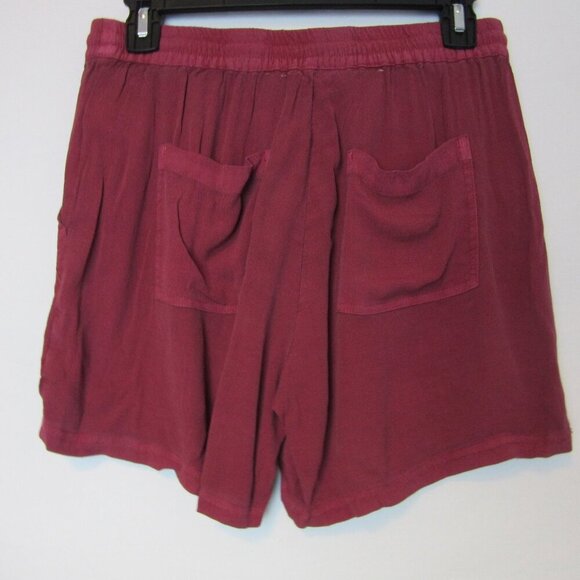 NEW Anthropologie Flowy Burgundy Rayon Shorts XS Elastic Waistband HEI-HEI - Picture 4 of 7